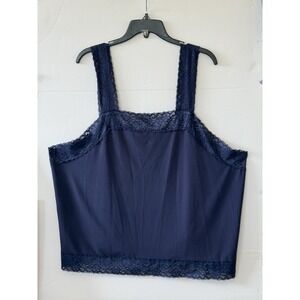 North Style 3x Womens Baby Doll Cami Navy With Lace Trim Y2K